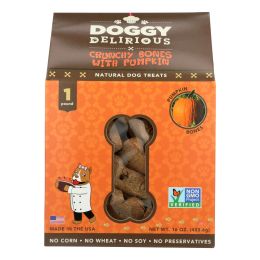 fDoggy Delirious Dog Treats - Pumpkin Bones - Case of 6 - 16 oz