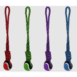 Multipet Nuts for Knots 20in Rope Tug Dog Toy With Tennis Ball Assorted 20in LG